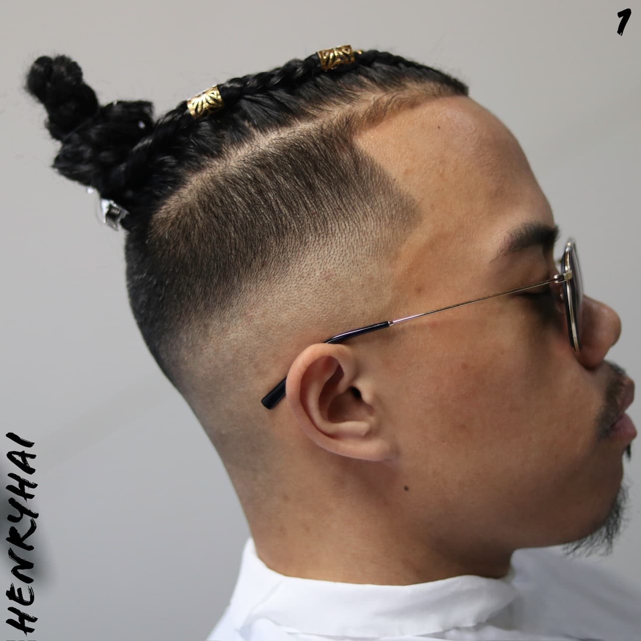 Burst fade, front view